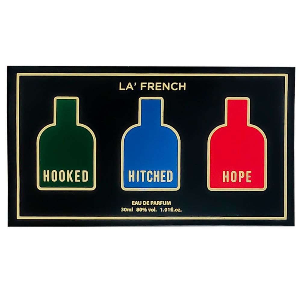 La French Hooked, Hitched & Hope Eau De Parfum Gift Set For Men 30ml 1.01 Fl.oz. Each Pack Of 3