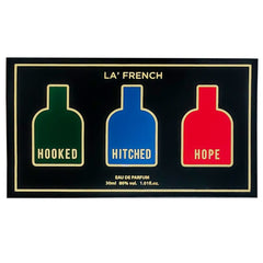 La French Hooked, Hitched & Hope Eau De Parfum Gift Set For Men 30ml 1.01 Fl.oz. Each Pack Of 3