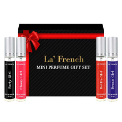 La French Sassy Collection Mini Perfume Gift Set For Women 10ml 0.3 Fl.oz. Each Pack Of 4