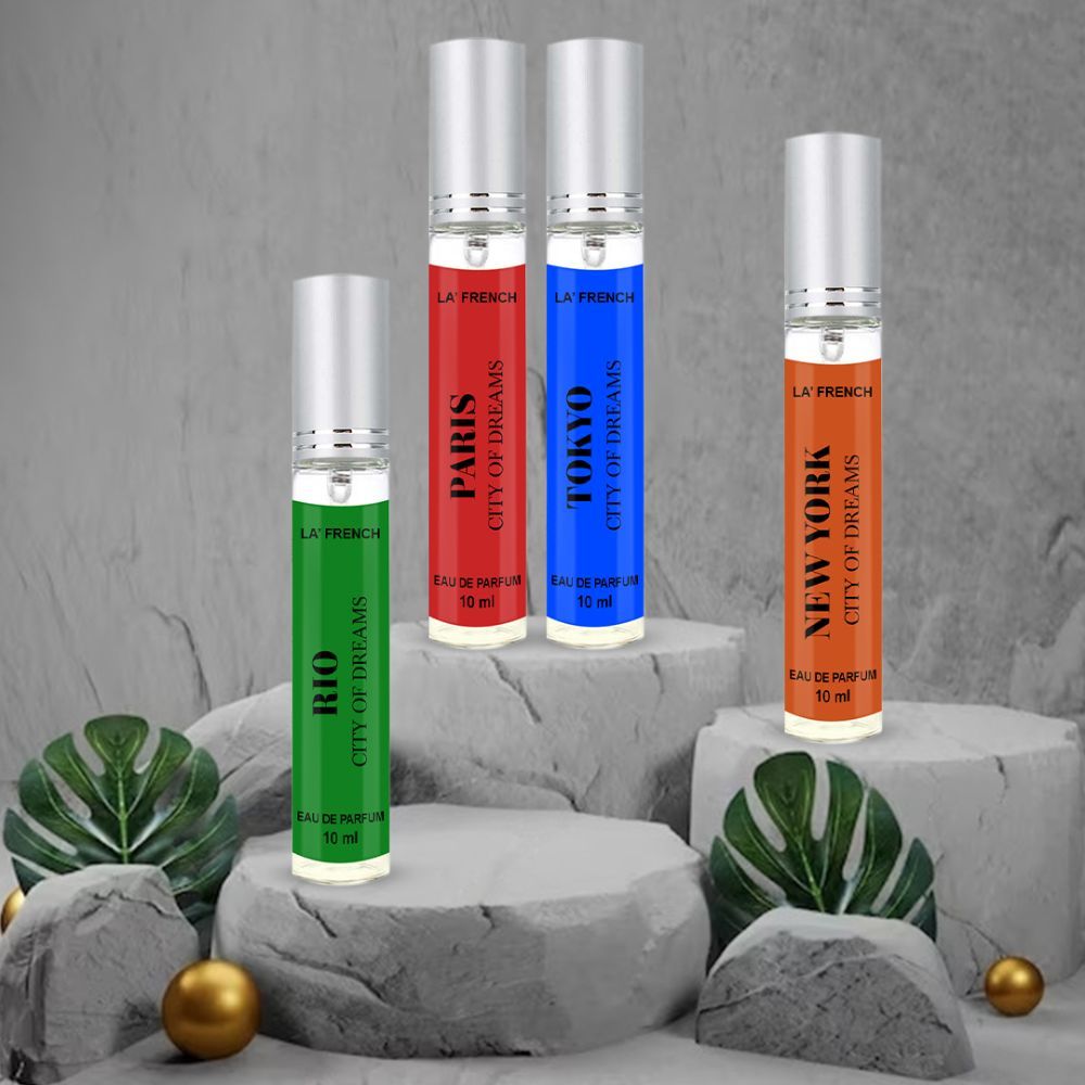 La French City Of Dream Collection Mini Perfume Gift Set For Men 10ml 0.3 Fl.oz. Each X4