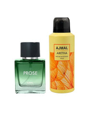 Ajmal Prose Eau De Parfum 50ml 1.6 Fl.oz. & Aretha Deodorant 150ml 5 Fl.oz. Party Wear Gift For Man And Women  Combo Of 2