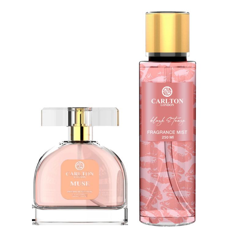 CARLTON LONDON PERFUME WOMEN COMBO OF MUSE PERFUME 100ML 3.4 FL.OZ. + BLUSH & TEASE BODY MIST 250ML 8.4 FL.OZ.