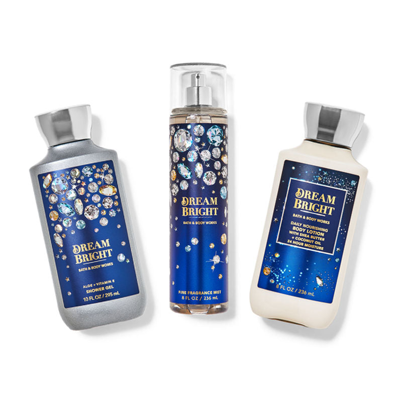 BATH & BODY WORKS DREAM BRIGHT SHOWER GEL , BODY LOTION & MIST 3PCS 767ML 25.9 FL.OZ.