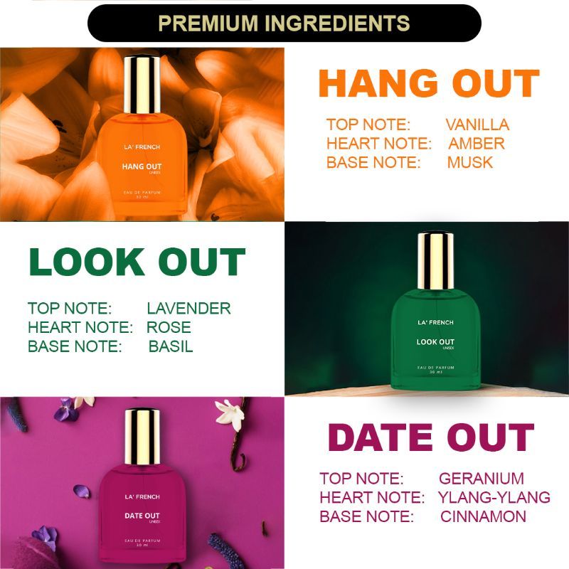 La French Hang Out, Look Out & Date Out Eau De Perfume Gift Set 30ml 1.01 Fl.oz. Each X3