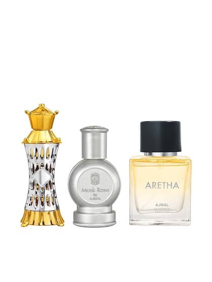 Ajmal Mizyaan Cp 14ml 0.4 Fl.oz. + Musk Rose Cp 12ml 0.4 Fl.oz. For Unisex And Aretha Eau De Parfum 50ml 1.6 Fl.oz. For Women  | Combo Of 3