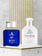 John Phillips Luxury Mr Blue & London Dreams Eau De Parfum 100ml 3.4 Fl.oz. Each Pack Of 2 For Men