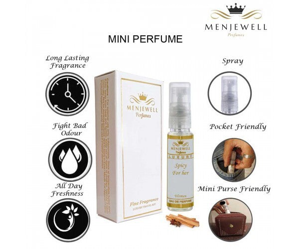 Menjewell Spicy For Her Women Eau De Perfume 10ml 0.3 Fl.oz. Perfect Gift For Wife | Long Lasting | Alcohol-free