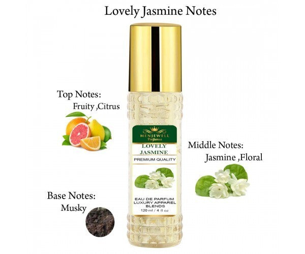 Menjewell Lovely Jasmine Eau De Parfume 120ml 4.0 Fl.oz. Long Lasting | Women Fragrance | Luxury Apparel Blends