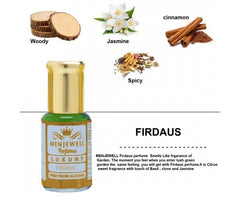 Menjewell Luxury Firdaus Attar Perfume 12ml 0.4 Fl.oz. Unisex Fragrance | Long Lasting | Non Alcoholic