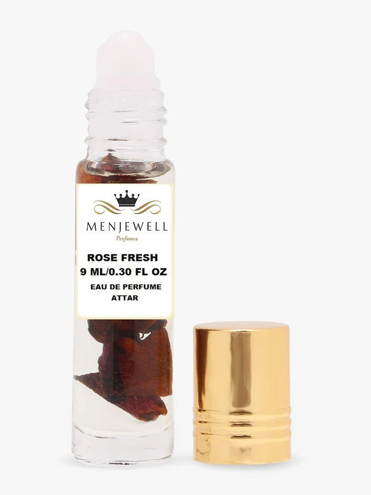 Menjewell Rose Fresh + Lavender Love Eau De Perfume Attar 9ml 0.3 Fl.oz. Each Pack Of 2 | Unisex Fragrance | Long Lasting