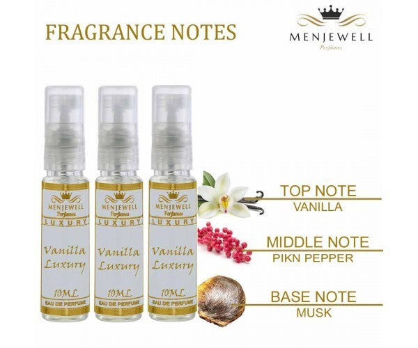 Menjewell Set Of 3 Vanilla Luxury Perfume Gift Set Eau De Parfum 0.3 Fl.oz. Each | Long Lasting | Pocket Perfume For Women