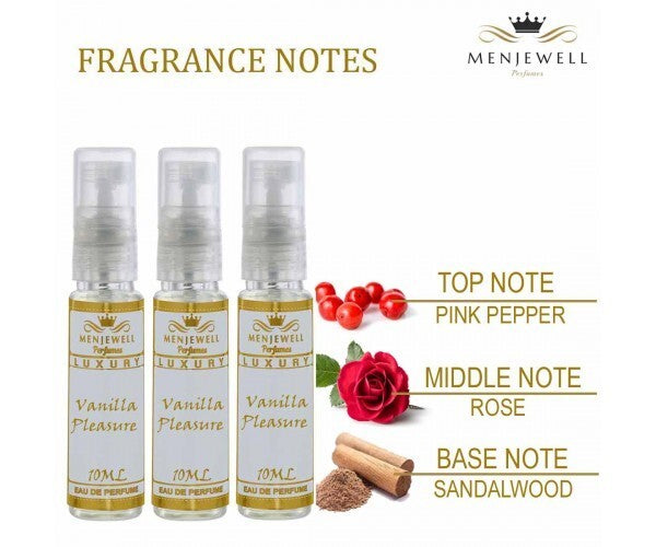 Menjewell Set Of 3 Vanilla Pleasure Perfume Gift Set Eau De Parfum 0.3 Fl.oz. Each | Long Lasting | Pocket Perfume For Women