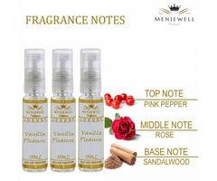 Menjewell Set Of 3 Vanilla Pleasure Perfume Gift Set Eau De Parfum 0.3 Fl.oz. Each | Long Lasting | Pocket Perfume For Women