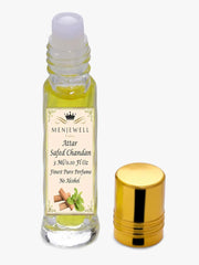 Menjewell Safed Chandan Attar Perfume 3ml 0.1 Fl.oz. Unisex Fragrance | Finest Pure Perfume | No Alcohol