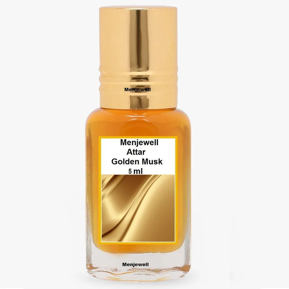 Menjewell Golden Musk Attar Perfume 5ml 0.17 Fl.oz. No Alcohol | Women Fragrance | Finest Pure Perfume