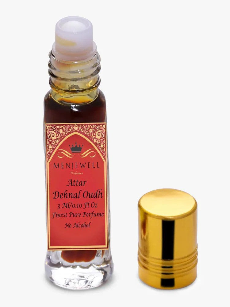 Menjewell Dehnal Oudh Attar Perfume 3ml 0.1 Fl.oz. Finest Pure Perfume | Alcohol Free | Unisex Fragrance