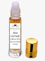 Menjewell Cool Oudh Attar Perfume 3ml 0.1 Fl.oz. Unisex Fragrance | Finest Pure Perfume | No Alcohol