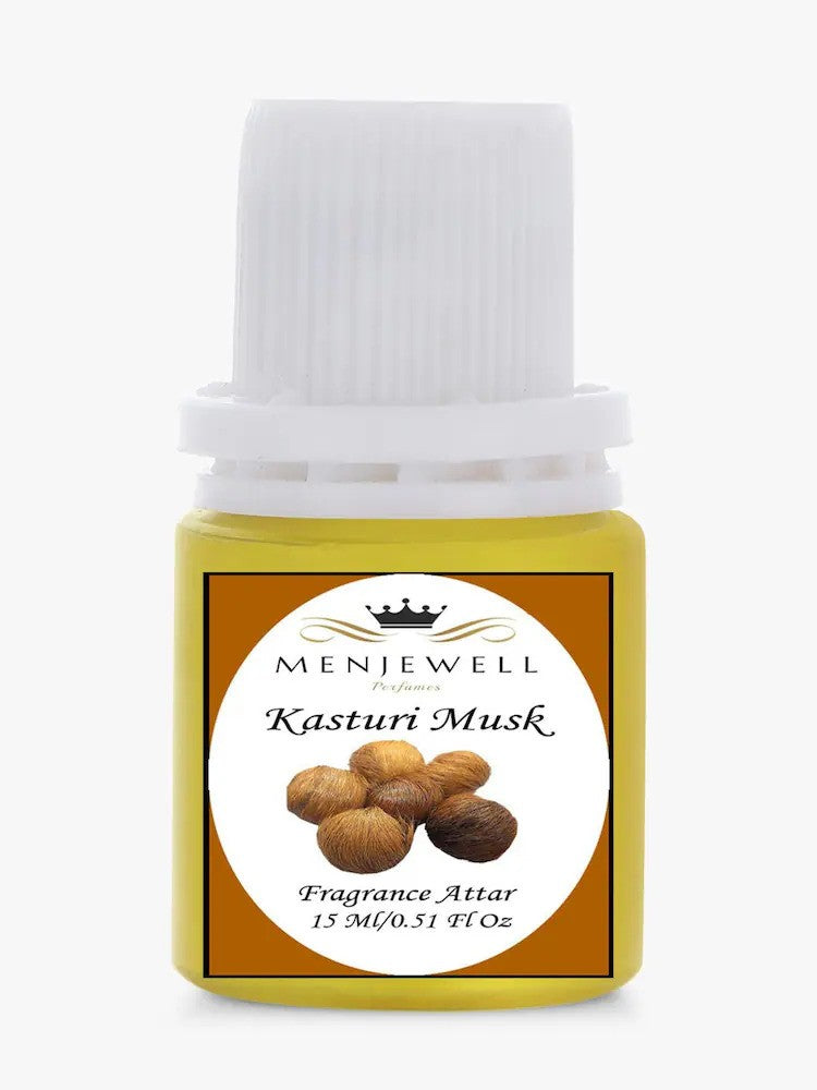 Menjewell Kasturi Musk Fragrance Attar Perfume 15ml 0.5 Fl.oz. Unisex Fragrance