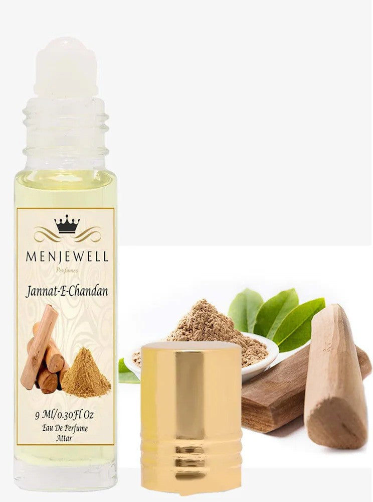 Menjewell Jannat-E-Chandan Eau De Perfume Attar 9ml 0.3 Fl.oz. Unisex Fragrance | Alcohol Free