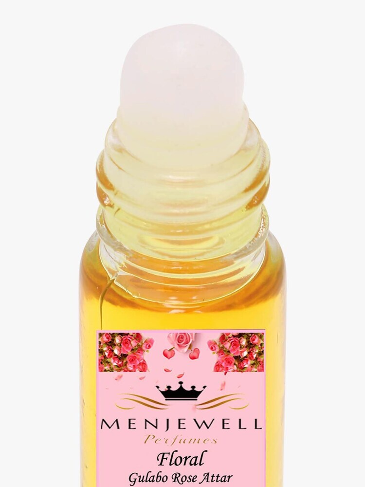 Menjewell Floral Gulabo Rose Attar Perfume 9ml 0.3 Fl.oz. Unisex Fragrance | Long Lasting | Alcohol Free