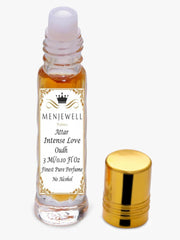 Menjewell Intense Love Oudh Attar Perfume 3ml 0.1 Fl.oz. Unisex Fragrance | Long Lasting | Alcohol Free