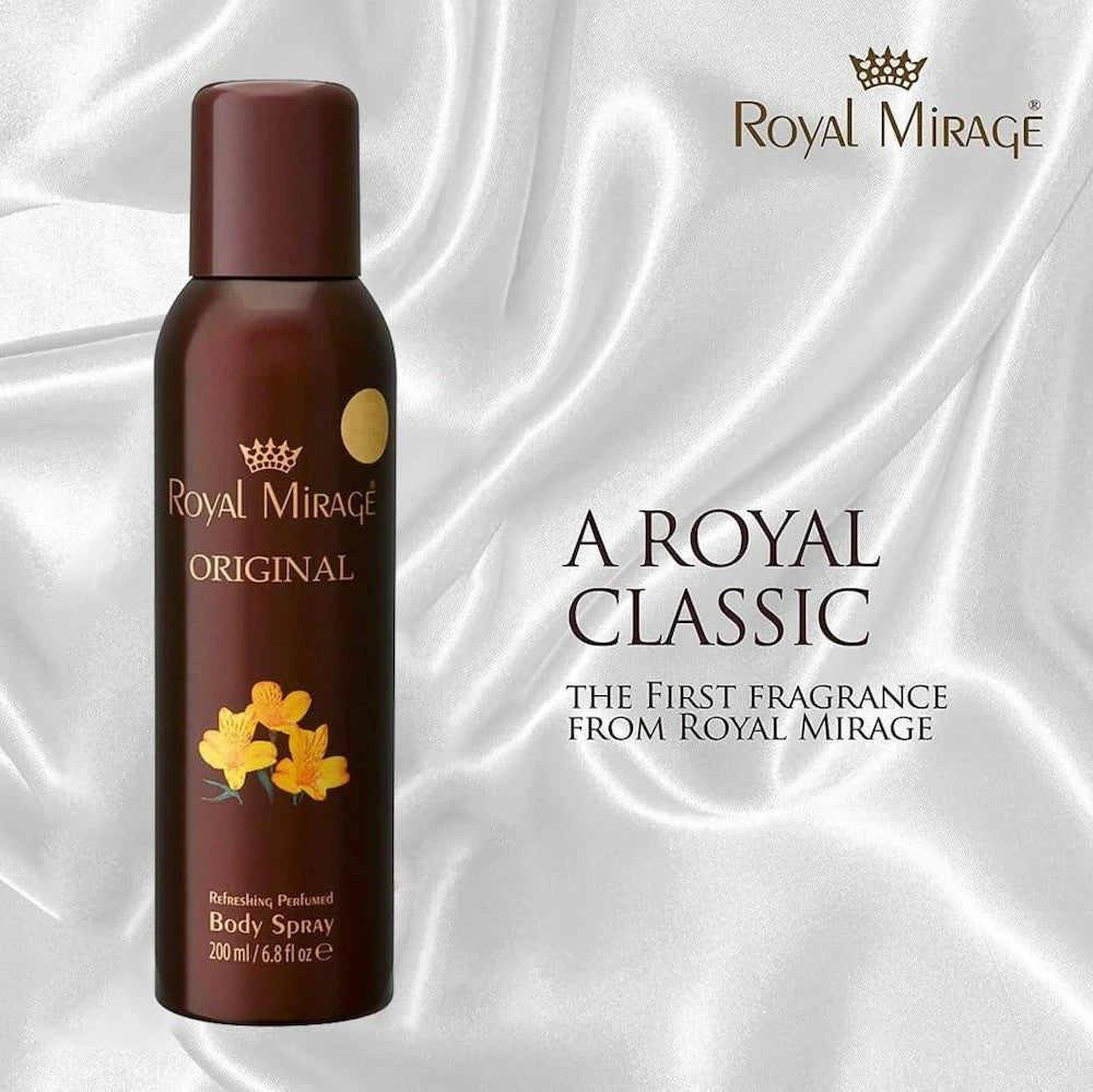 Royal Mirage Original Refreshing Perfumed Body Spray 200ml 6.8 Fl.oz. Unisex Fragrance