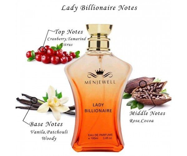 Menjewell Lady Billionaire Eau De Parfum 100ml 3.4 Fl.oz. Long Lasting | Perfect Gift For Girlfriend