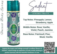 Naseem Sadaat Body Spray 200ml 6.7 Fl.oz. Unisex Fragrance | Long Lasting Alcohol Free