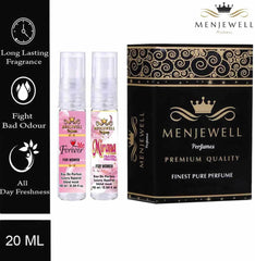 Menjewell Love Me Forever Floral + Mirana Pink Lily Eau De Parfum 10ml 0.3 Fl.oz. Each Pack Of 2 | Women Fragrance | Pocket Perfume Combo