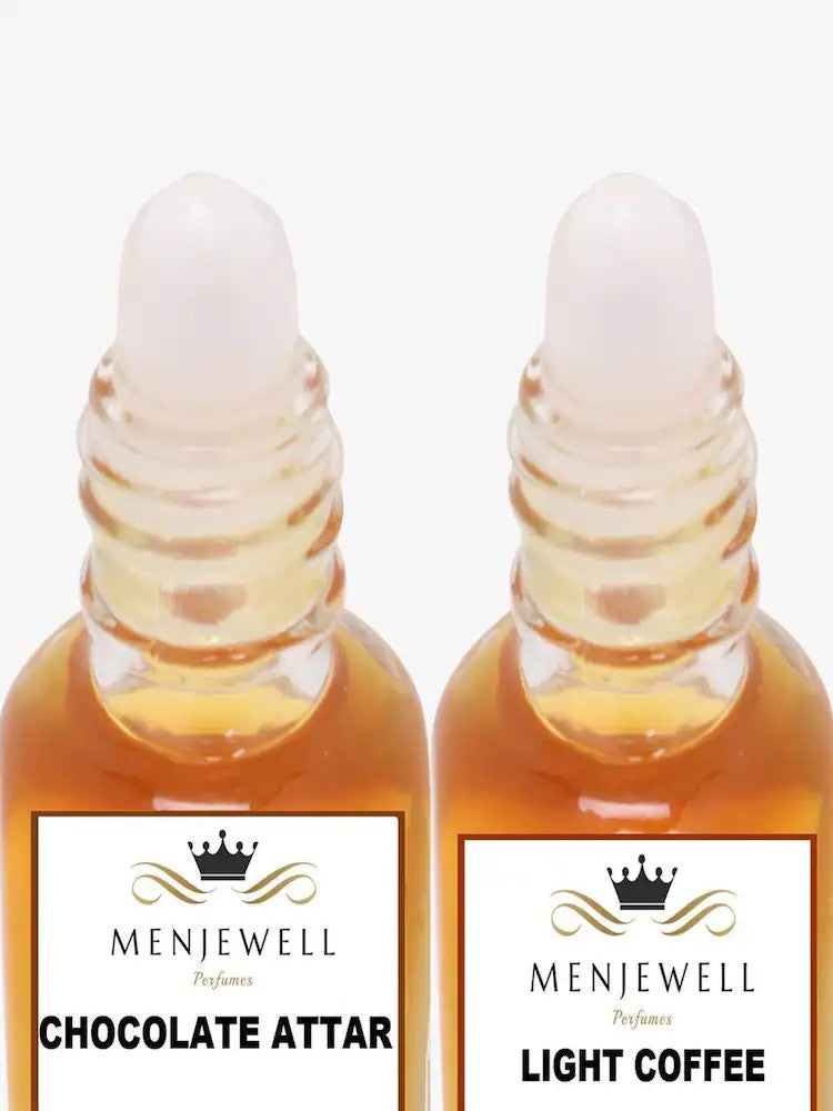 Menjewell Chocolate + Light Coffee Attar Perfume 5ml 0.17 Fl.oz. Each Pack Of 2 Unisex Fragrance | Long Lasting | Luxury Fragrance