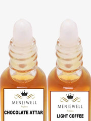 Menjewell Chocolate + Light Coffee Attar Perfume 5ml 0.17 Fl.oz. Each Pack Of 2 Unisex Fragrance | Long Lasting | Luxury Fragrance