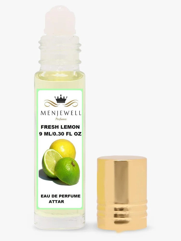 Menjewell Fresh Lemon Eau De Perfume Attar 9ml 0.3 Fl.oz. For Men & Women | Alcohol Free | Long Lasting