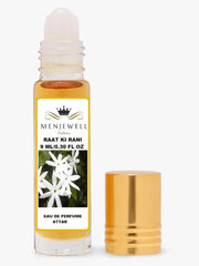 Menjewell Raat Ki Rani Eau De Perfume Attar 9ml 0.3 Fl.oz. For Men & Women | Long Lasting | Alcohol Free