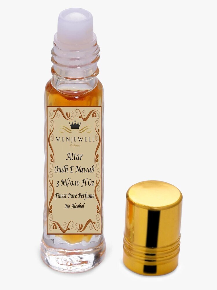 Menjewell Oudh-E-Nawab Attar Perfume 3ml 0.1 Fl.oz. Unisex Fragrance | Finest Pure Perfume | Alcohol Free