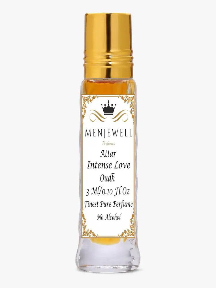 Menjewell Intense Love Oudh Attar Perfume 3ml 0.1 Fl.oz. Unisex Fragrance | Long Lasting | Alcohol Free