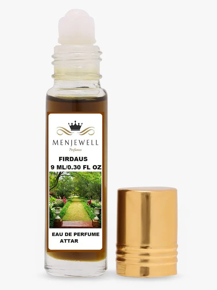 Menjewell Firdaus Eau De Perfume Attar 9ml 0.3 Fl.oz. For Men & Women | Alcohol Free | Long Lasting