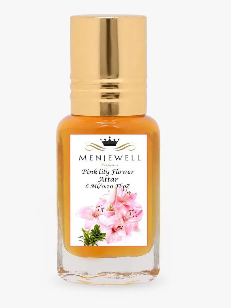 Menjewell Pink Lilly Flower Attar Perfume 6ml 0.2 Fl.oz. Women Fragrance | Long Lasting | Alcohol Free