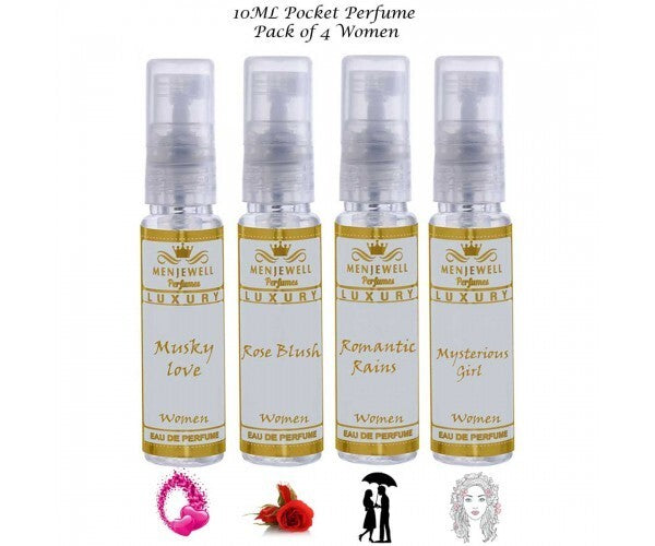 Menjewell Premium Luxury Perfume Gift Set For Women 4x 0.3 Fl.oz. Pocket Perfume | Long Lasting