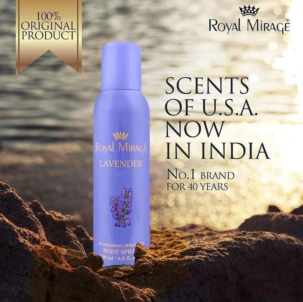 Royal Mirage Lavender Refreshing Perfumed Body Spray 200ml 6.8 Fl.oz. Unisex Fragrance