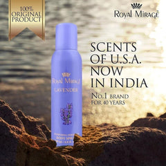 Royal Mirage Lavender Refreshing Perfumed Body Spray 200ml 6.8 Fl.oz. Unisex Fragrance