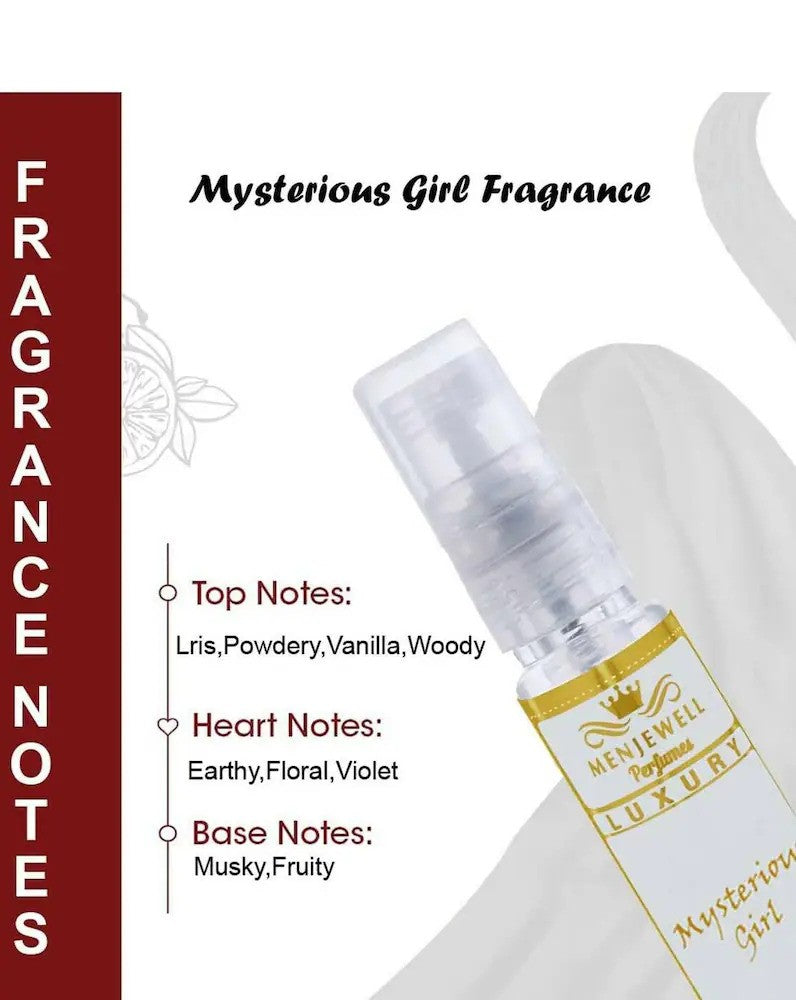 Menjewell Mysterious Girl + Aqua Eau De Parfum 10ml 0.3 Fl.oz. Each Pack Of 2 Women Fragrance | Long Lasting | Pocket Perfume | Mini Perfume