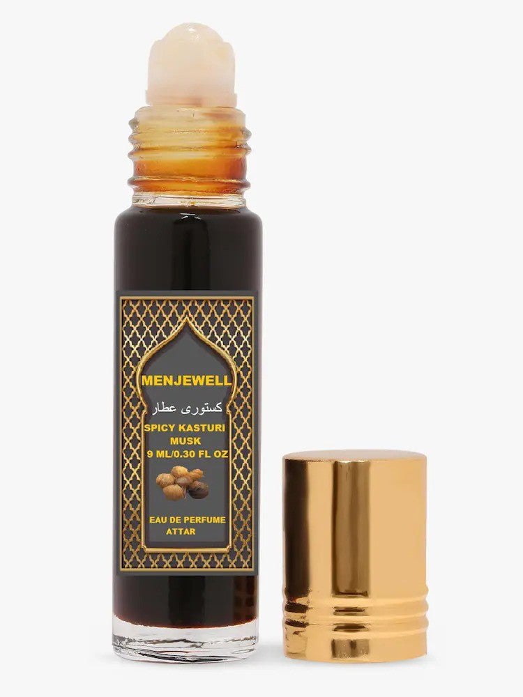 Menjewell Spicy Kasturi Musk Eau De Parfume Attar 9ml 0.3 Fl.oz. Unisex Fragrance | Long Lasting | Luxury Fragrance