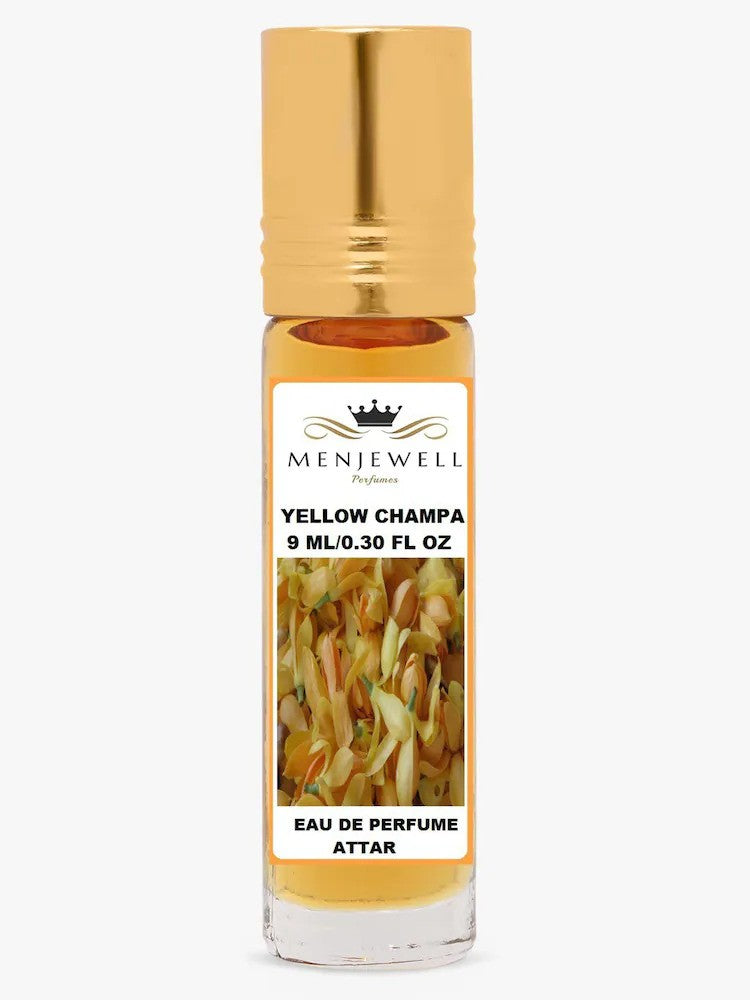 Menjewell Yellow Champa & Heena Mehndi Eau De Perfume Attar 9ml 0.3 Fl.oz. Each Pack Of 2 | Unisex Fragrance | Long Lasting