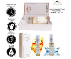 Menjewell Love On Fire + Aqua Perfume Gift Set For Men 10ml 0.3 Fl.oz. Each Pack Of 2 | Pocket Perfume Gift Set | Eau De Parfum