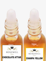 Menjewell Champa Yellow + Chocolate Attar Perfume 5ml 0.17 Fl.oz. Each Pack Of 2 | Unisex Fragrance | Alcohol Free