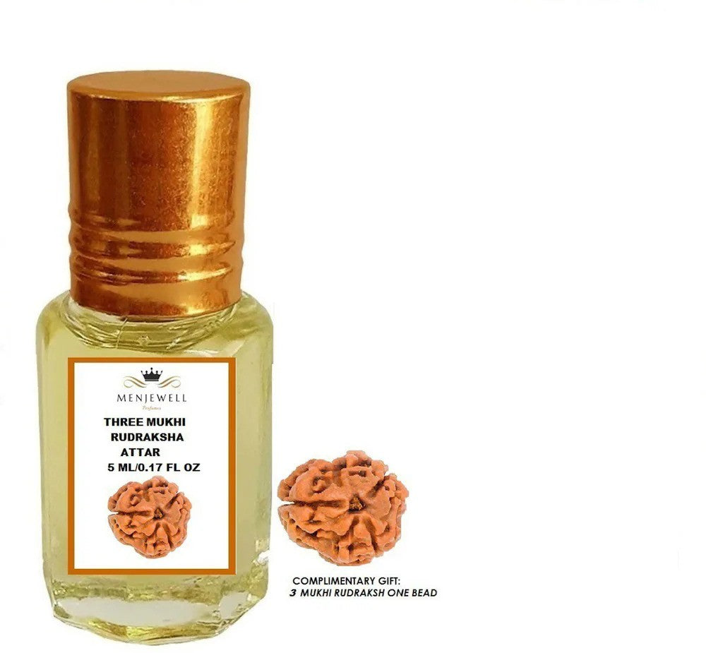 Menjewell Three Mukhi Rudraksha Attar Perfume 5ml 0.17 Fl.oz. Unisex Fragrance | Long Lasting | Alcohol Free