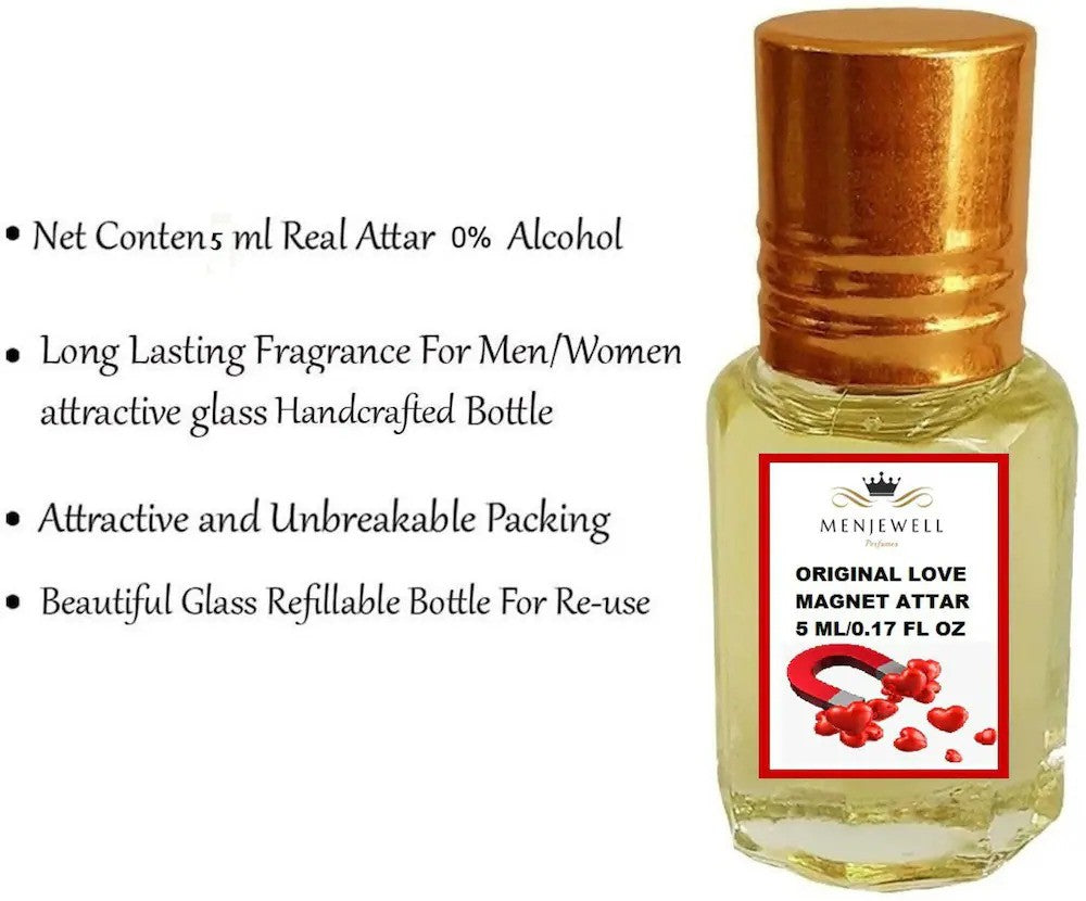 Menjewell Original Love Magnet Attar Perfume 5ml 0.17 Fl.oz. For Men & Women | Alcohol Free | Long Lasting