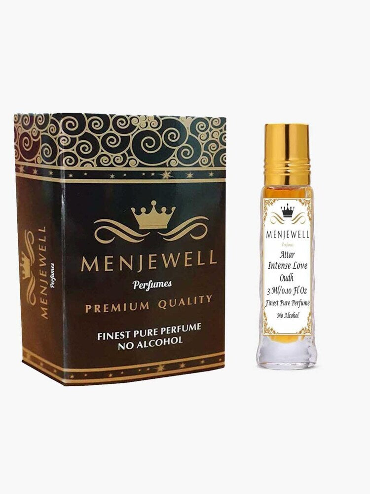 Menjewell Intense Love Oudh Attar Perfume 3ml 0.1 Fl.oz. Unisex Fragrance | Long Lasting | Alcohol Free