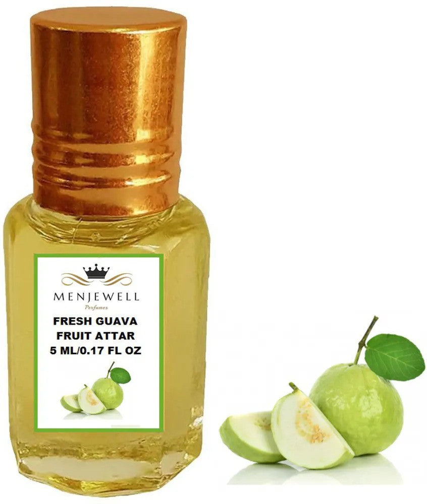 Menjewell Fresh Guava Fruit Attar Perfume 5ml 0.17 Fl.oz. Unisex Fragrance | Long Lasting | Alcohol Free