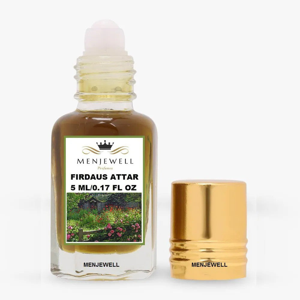 Menjewell Firdaus Attar Perfume 5ml 0.17 Fl.oz. Unisex Fragrance | Long Lasting | Alcohol Free